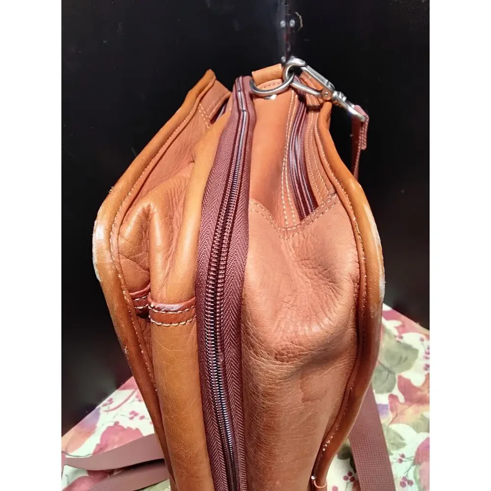 Wilson Leather Vintage Briefcase Messenger Laptop Computer bag Cognac brown
